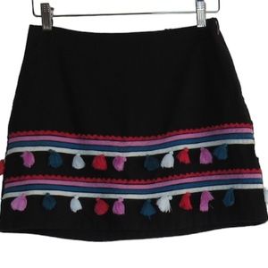 Piper by Townsen Black Tassel Mini-Skirt Size S